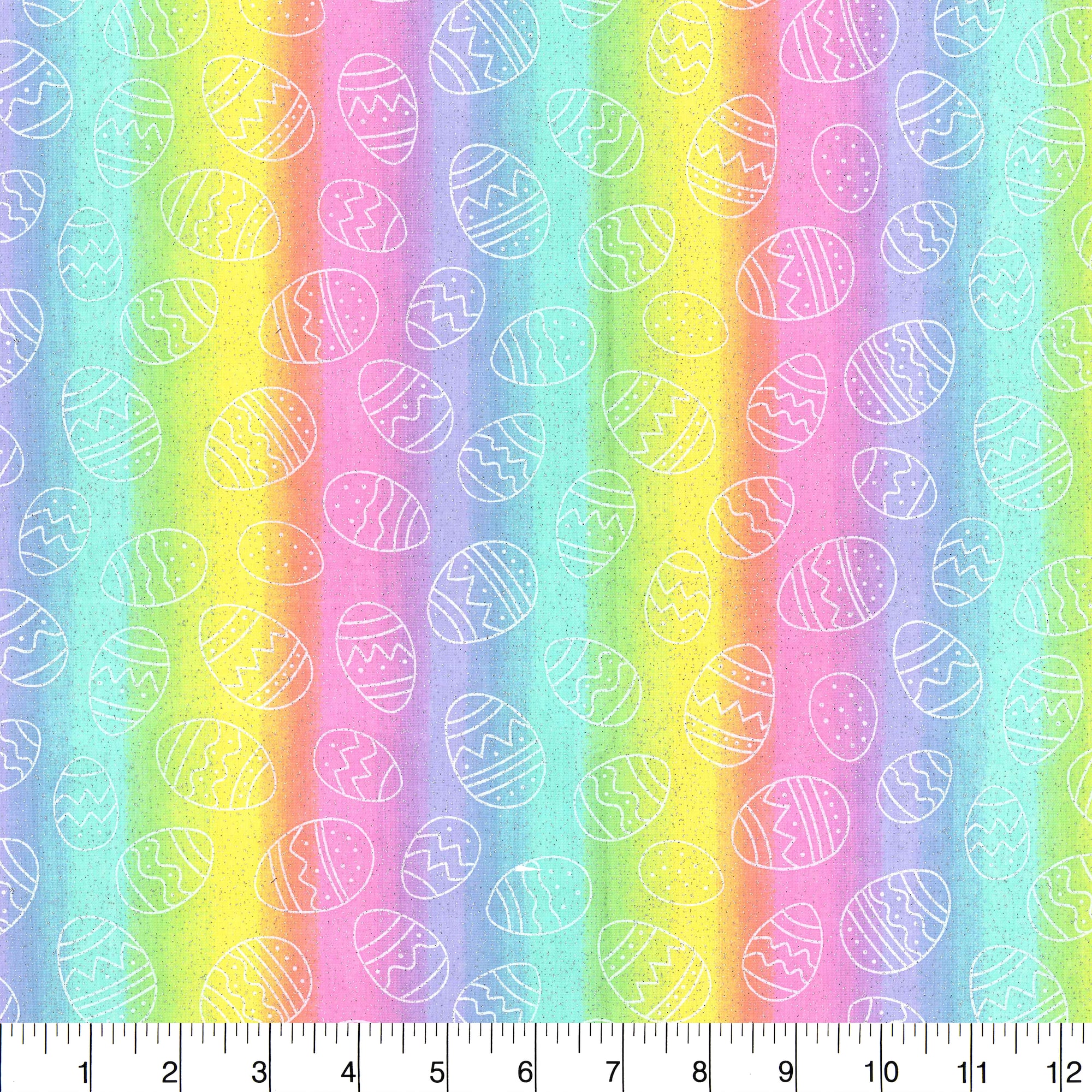 Fabric Traditions Easter Tie Dye Eggs Glitter Cotton Fabric